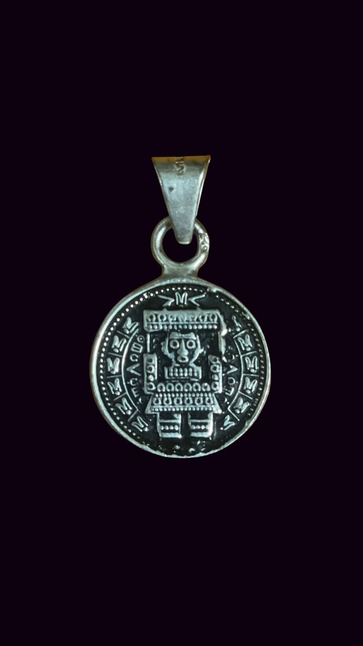 CALENDÁRIO MAIA EM PRATA MEXICANA 925 — JOIA VINTAGE AUTÊNTICA