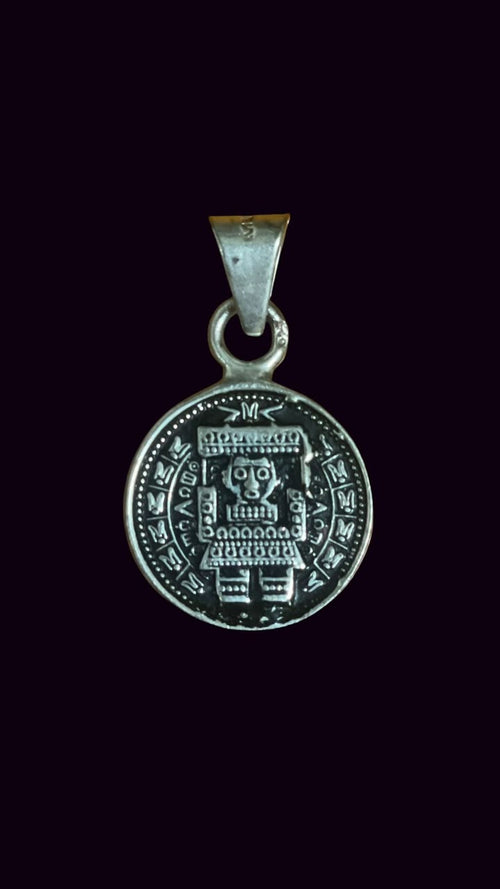 CALENDÁRIO MAIA EM PRATA MEXICANA 925 — JOIA VINTAGE AUTÊNTICA