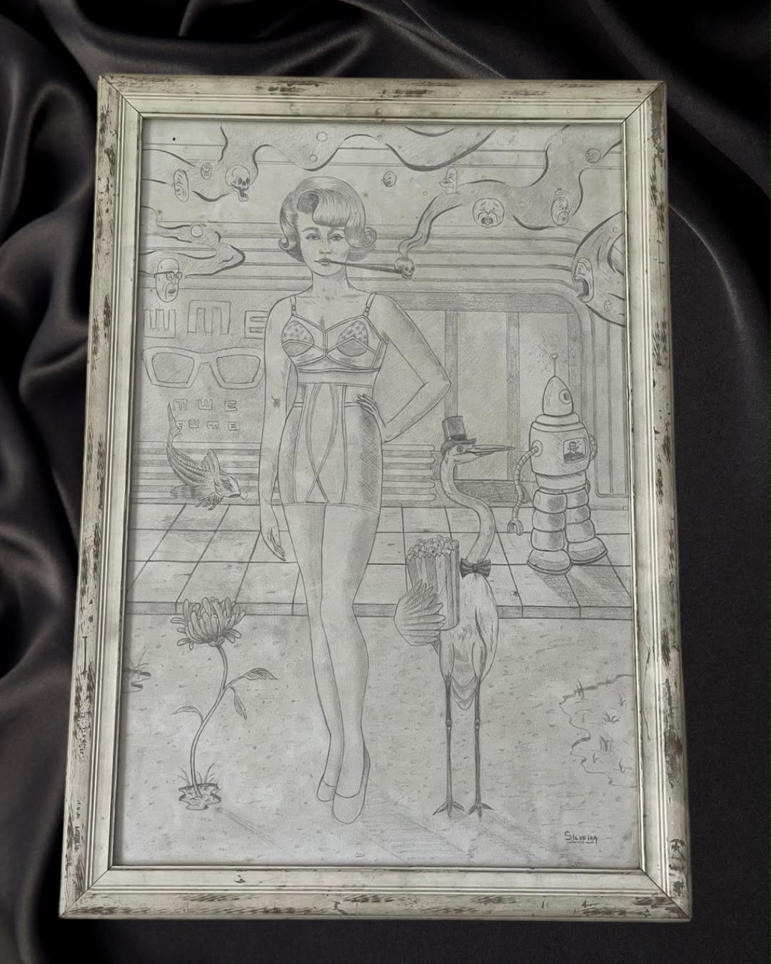 Desenho original da obra "Pipoca" criado pelo artista Rafael Silveira
