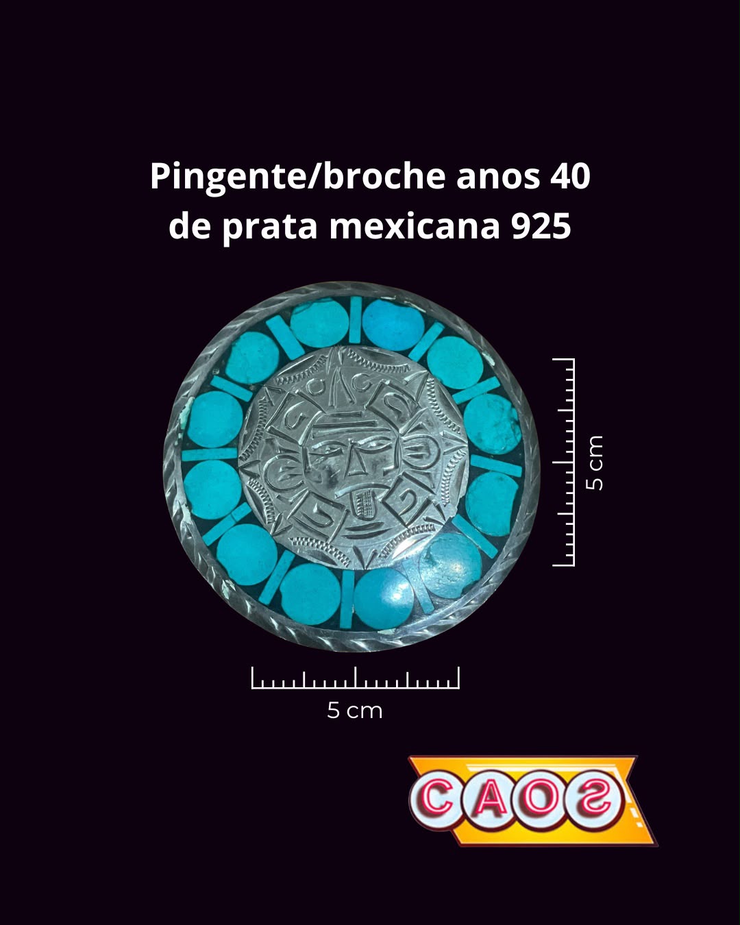 Pingente/Broche original dos anos 40 em prata mexicana 925