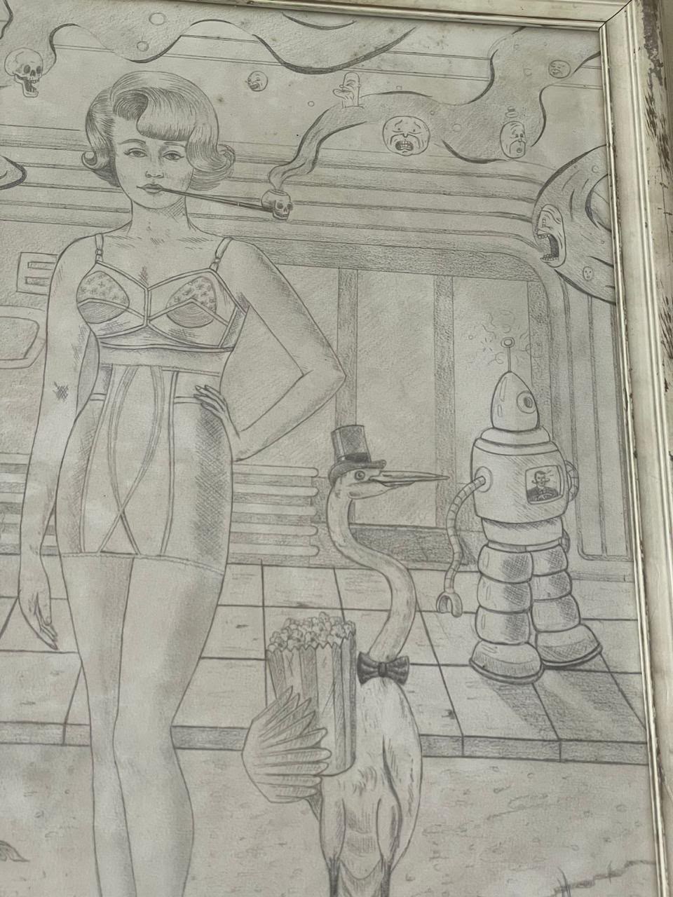 Desenho original da obra "Pipoca" criado pelo artista Rafael Silveira